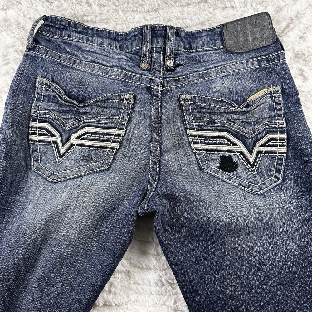 Buckle Salvage Jeans Men’s -31 S- Denim Blue Mayhem Regular Bootcut Distressed - Picture 11 of 16